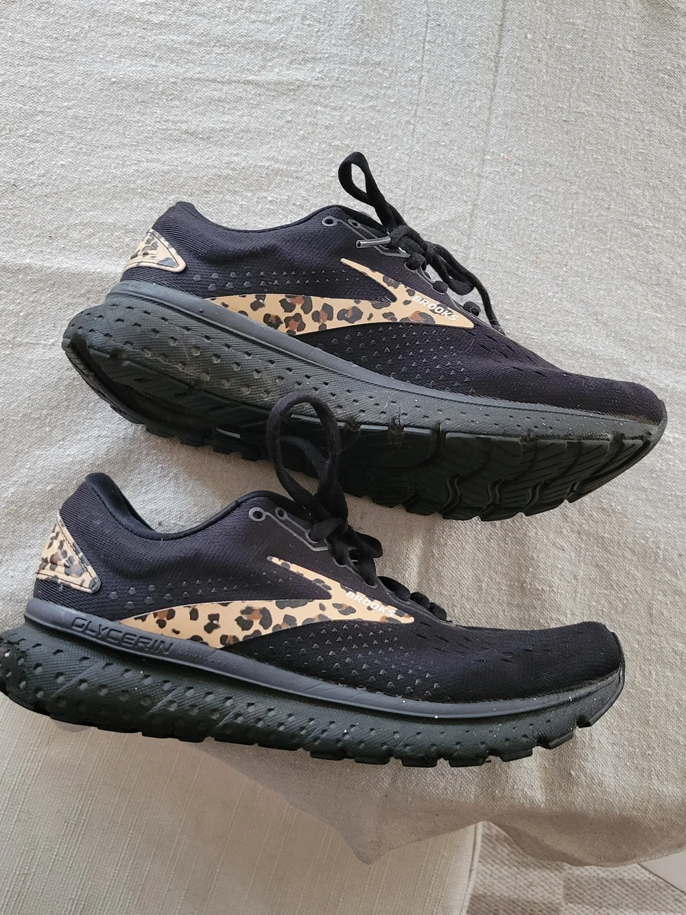 Brooks Women's Black Running Shoes with Leopard Accent - Picture 4 of 9